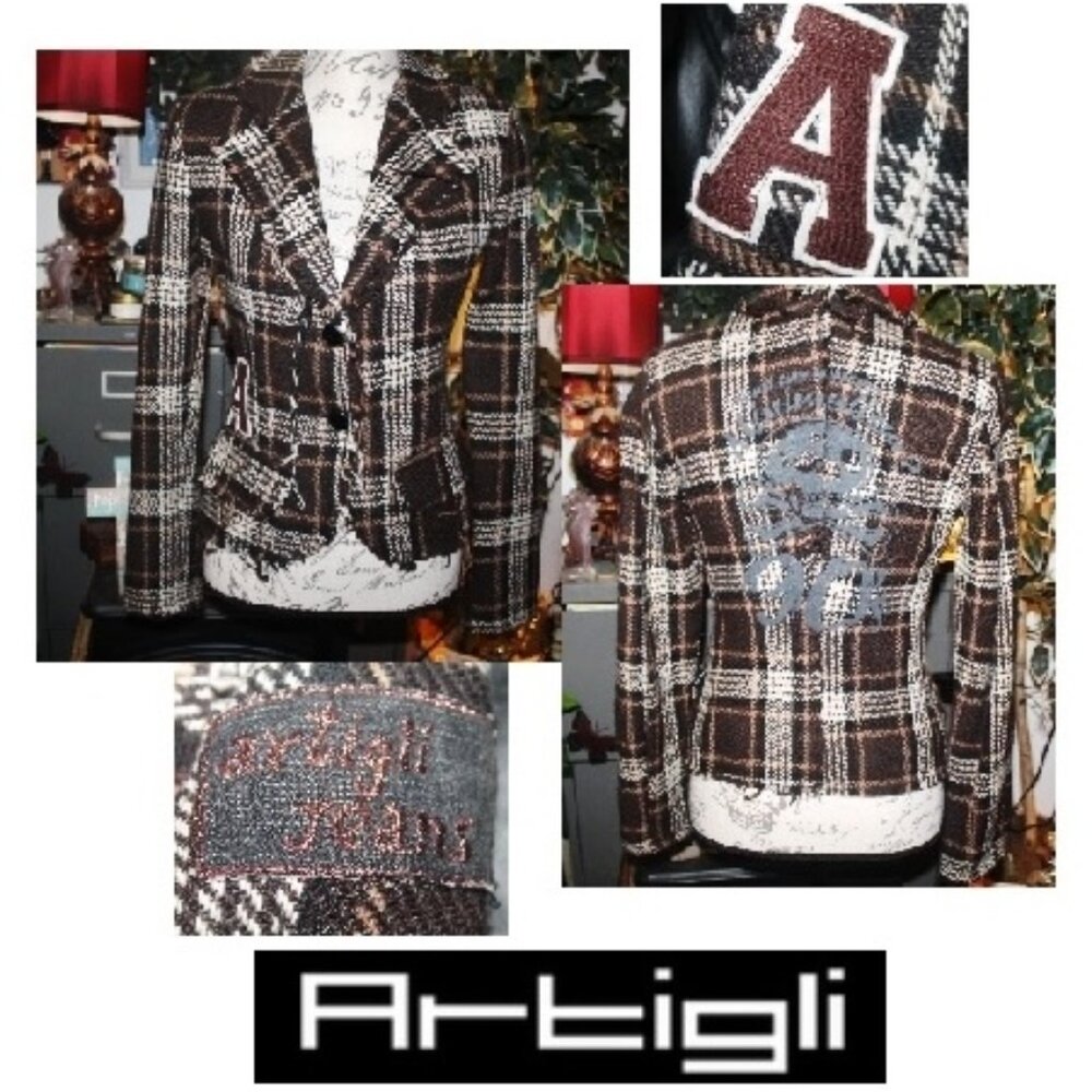 $495 Haute Couture Artigli Made in Italy Graffiti Boucle Blazer Sz 42 10 M